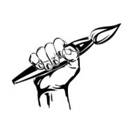 hand holding brush vector