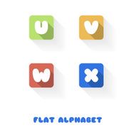 U V W X- Flat Design Button Alphabet