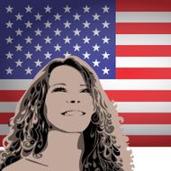 woman on a background of the USA flag