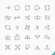 Thin linear arrows icons set