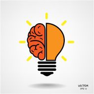 creative brain bulb symbol business and education concept