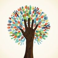 Diversity tree hands illustration N4