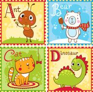 Illustrated alphabet letter and object N2