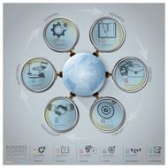 Global Business Journey Infographic With Magnifying Glass Arrow Diagram