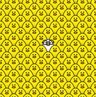 White Chick with Round Spectacles surrounded by Yellow Chicks N2