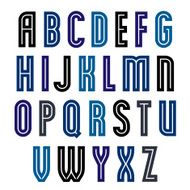 Binary geometric font colorful uppercase letters