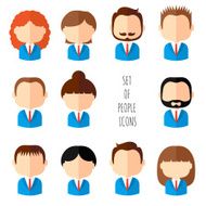 Set office people icons Man Woman Flat style Faces characters