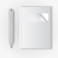 Blank book and pencil