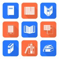 white color flat style books icons set