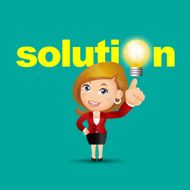 People Set - Business Businesswoman pointing solution symbol