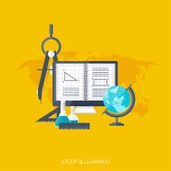Flat concept education background Back to school Distance learning Study N45