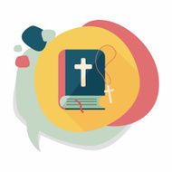 bible flat icon with long shadow eps10 N29