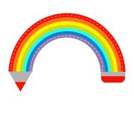 Colored pencil in shape of rainbow Isolated Flat design