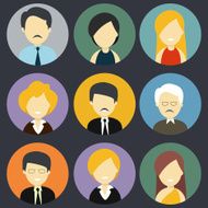 Set of business men and women