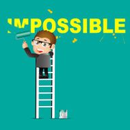 People Set - Business Businessman erasing the word impossible