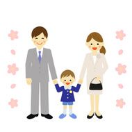 boy with parents at preschool ceremony N2