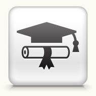 Square Button with Diploma and Hat