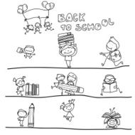 hand drawing happy kid back to school N2