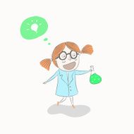 Scientist little girl vector illustration N2