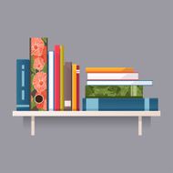 Colorful books on a shelf Vector illustration