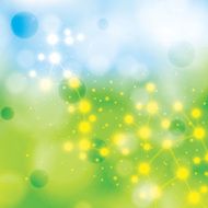 Molecule blue green background