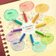 creative template infographic with colorful pencils drawing flow
