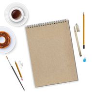 Workspace with notebook and coffee N3