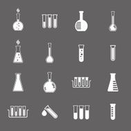 Chemical and medical flask icons vector set
