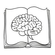 brain with book vector illustration