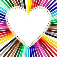 Colored pencils forming a heart frame