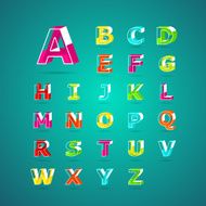 Isometric alphabet font Capital letter A to Z