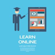 Online learning education infographic template with electronic technology devices and N4