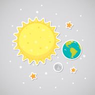 Sticker with the Sun Earth Moon