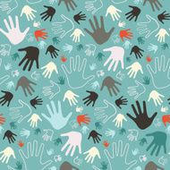 Palm Hand Seamless Vector Retro Pattern