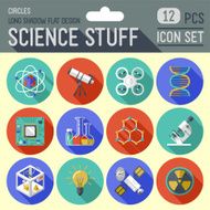 Science stuff circles icon set Flat design long shadow