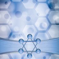 Molecule illustration blue background N8