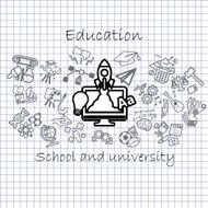 Back to School background icon set N2