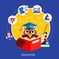 flat design for education concept with an owl