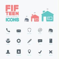One color vector contact &amp; communication small icons set