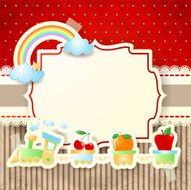 Train and rainbow over paper background N2