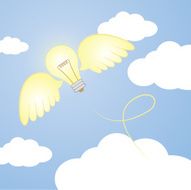 bulb flying with wings