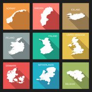 vector flat icons - country maps N2
