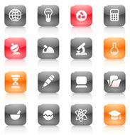 Red and orange buttons for science