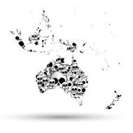 Australia map in the form of skulls background N2