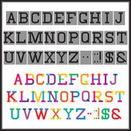 alphabet in the abstract and retro style