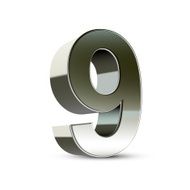 3d silver steel number 9 N3