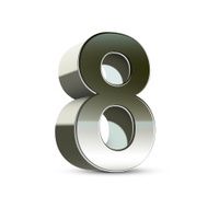 3d silver steel number 8 N4