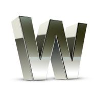 3d silver steel letter W N3