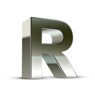 3d silver steel letter R N4