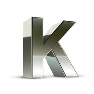 3d silver steel letter K N4